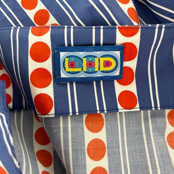 LHD Striped Poplin Midi Dress 2 Blue Red NEW - Picture 7 of 9